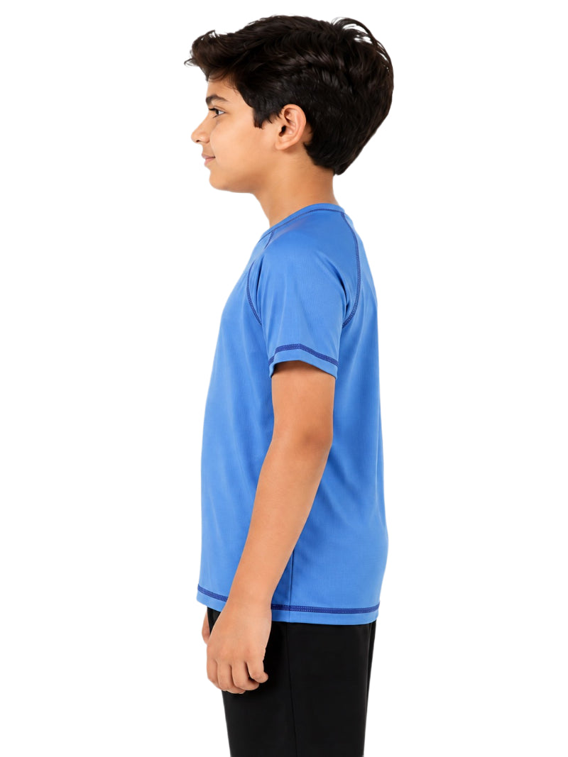 CHILINS Unisex Kids Blue Short Sleeve Sports T-Shirt