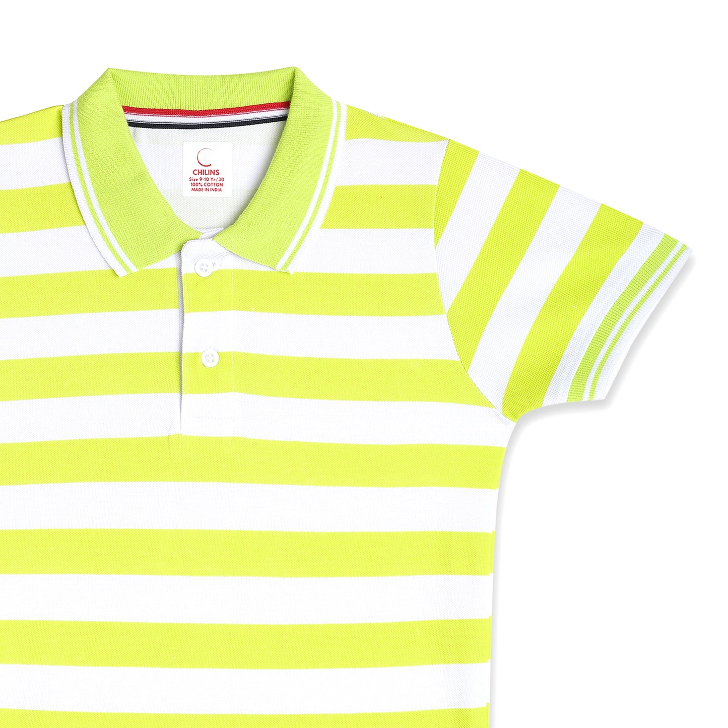 Chilins Kids Striped Polo Tshirt, Color - Green