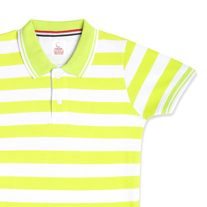Chilins Kids Striped Polo Tshirt, Color - Green