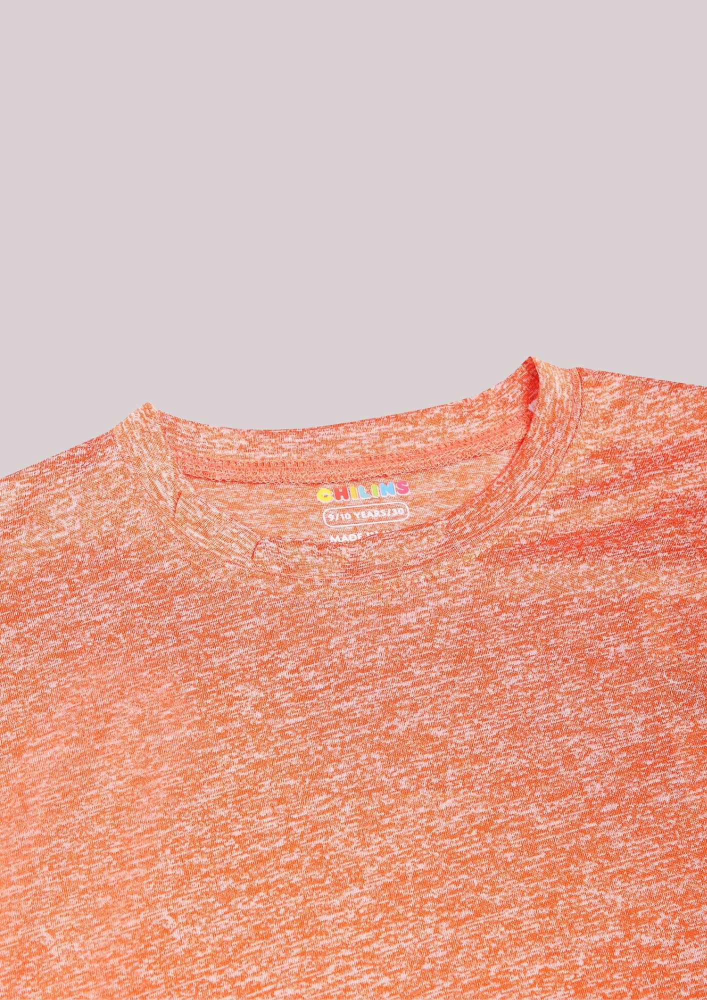 CHILINS Kids’ Orange Dry‑Fit Sports T‑Shirt – Activewear for School & Outdoor Sports