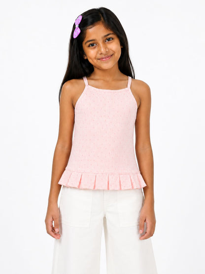 CHILINS Girls Pink Printed Sleeveless Top