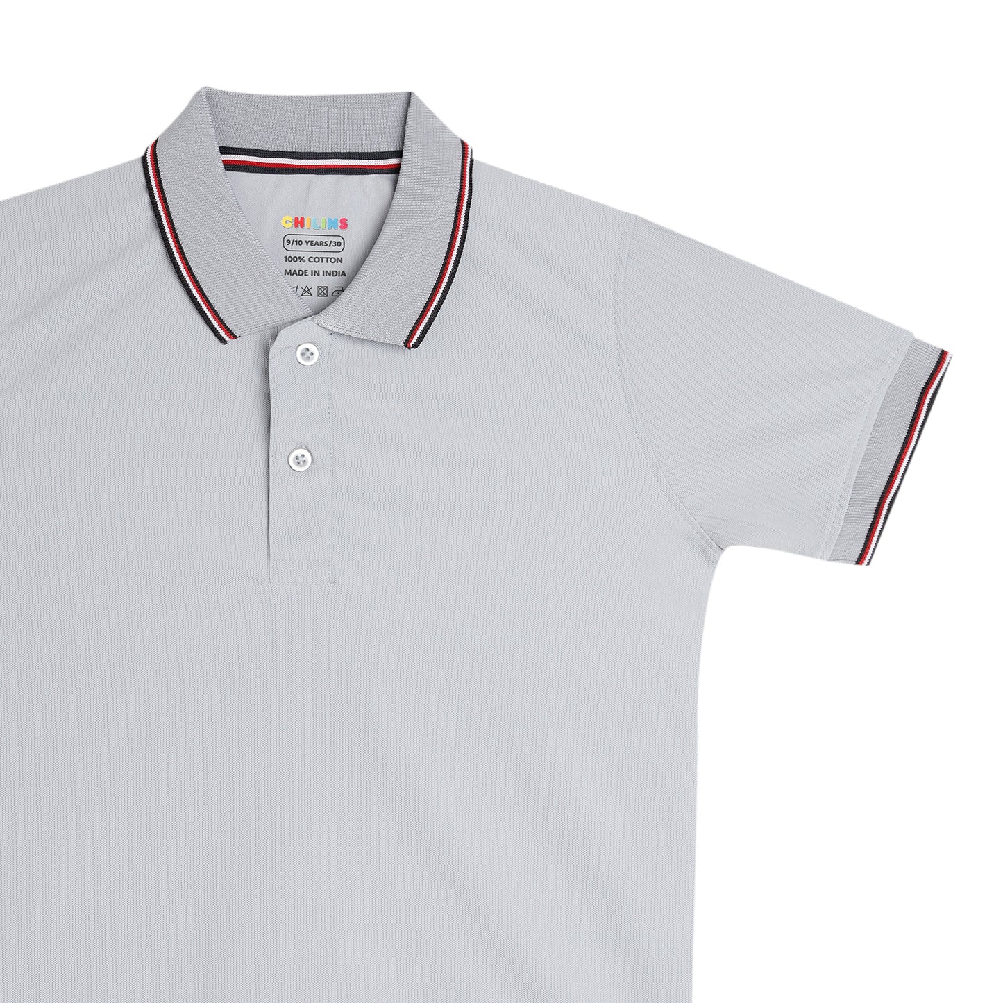 Boys Polo Solid Tshirt Polyester Grey