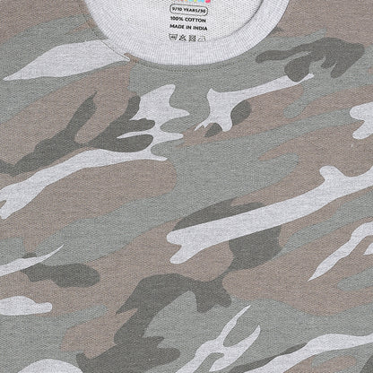 Boys Fleece Printed Round Neck Sweatshirt | Grey Camouflage