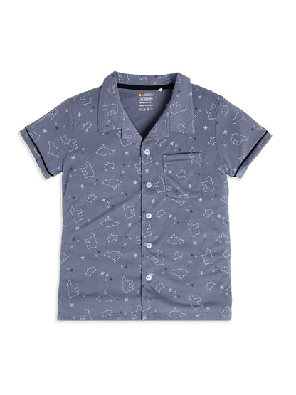 CHILINS Boys Polar Bear Print Night Suit Set | 100% Pure Cotton Half Sleeve Shirt & Shorts