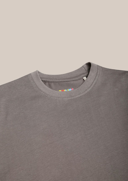 CHILINS Kids’ Mehandi Grey Cotton T‑Shirt – Soft Crew‑Neck Everyday Wear