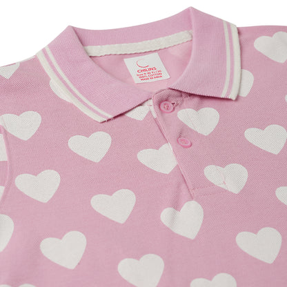 Chilins Kids Polo Tshirt, Color - Pink Heart