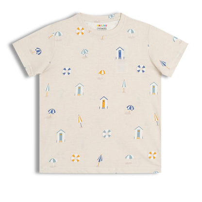 CHILINS Kids Pure Cotton Printed T-Shirt & Pyjama Set | Cream Comfort Nightwear Set