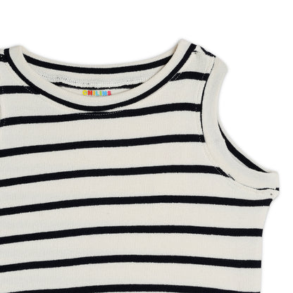 Girl's Solid Crew Neck Ribbed/Knitted Sleeveless Stretchable Slim Fit Crop Tank Top