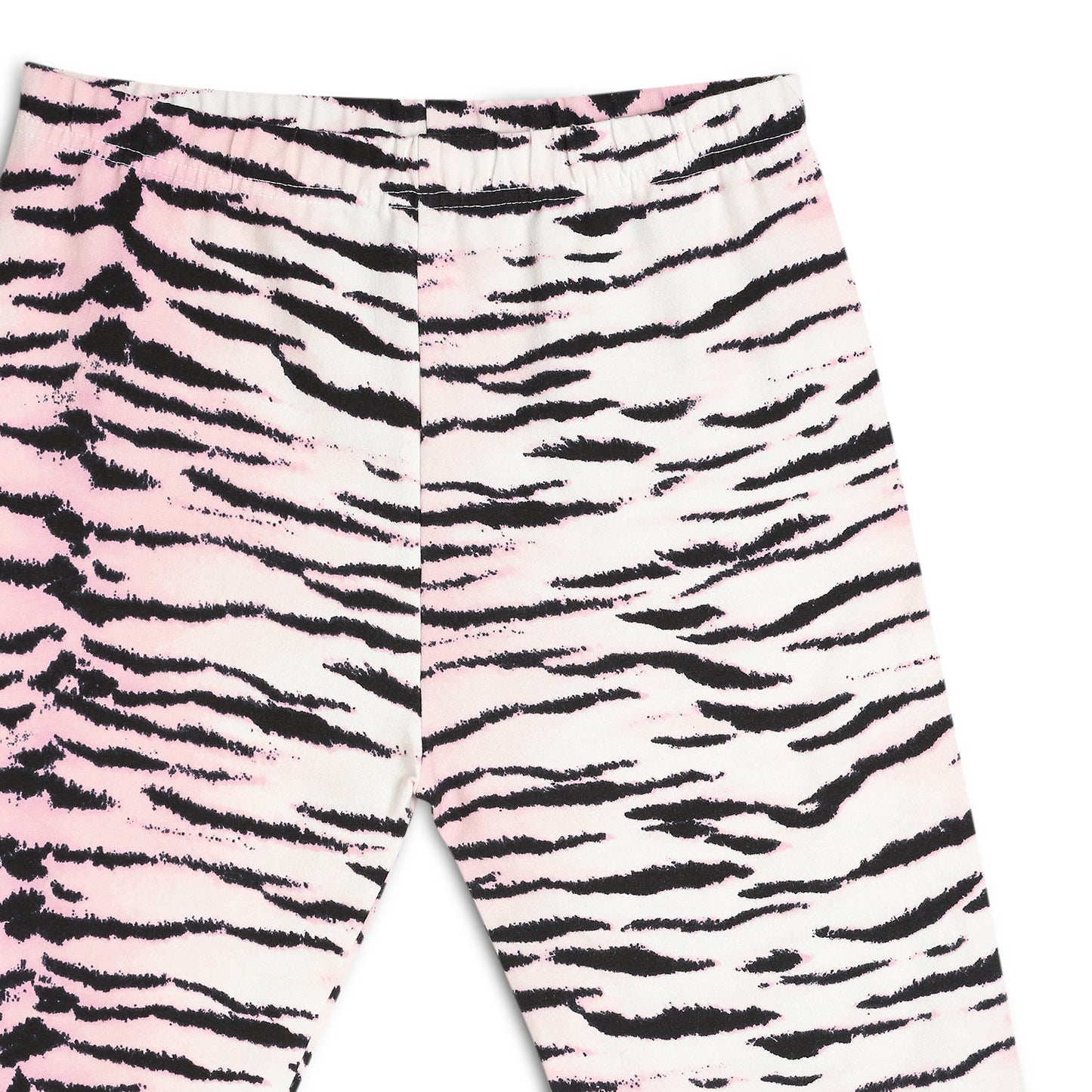 Poly lycra Printed Leggings for Girls Pink
