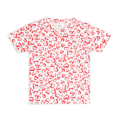 Sleepwear Set | Tshirt Pyjama Pant Set | Nightsuit Set | Boys & Girls Cotton Fabric Red Heart