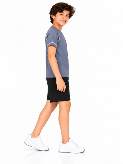 CHILINS Kids Blue Grey Sports T-Shirt | Boys & Girls | Raglan Sleeves | Textured Active Wear