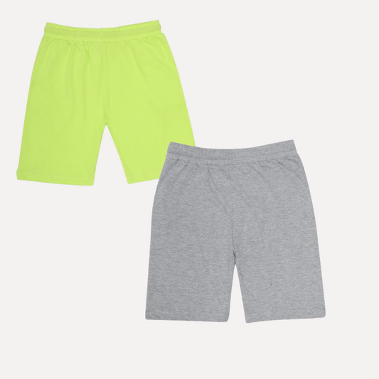 Kids Cotton Shorts Grey & Green