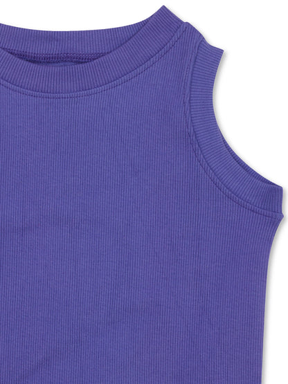 CHILINS Girls Purple Ribbed Cotton Crop Top  Stylish & Comfortable Kidswear