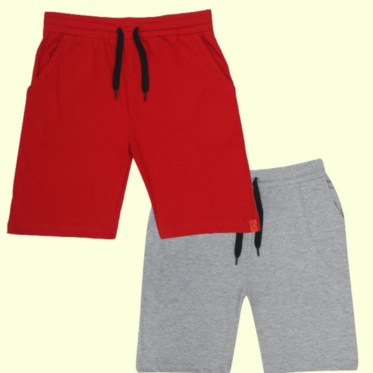 Kids Cotton Shorts Grey & Red