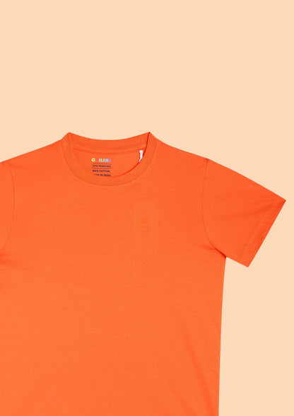 CHILINS Kids’ Orange Cotton T‑Shirt – Soft Crew‑Neck Everyday Wear