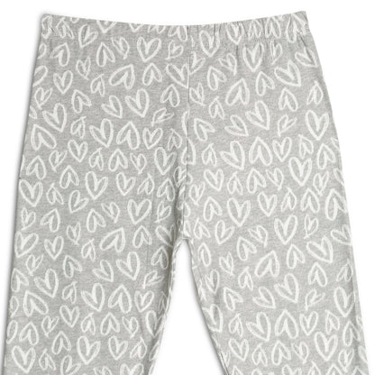Poly lycra Printed Leggings for Girls Grey Heart