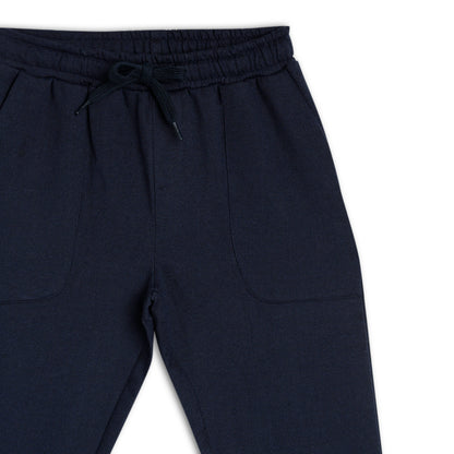 Boys Regular Fit Mid-Rise Cotton Track Pants with Stylish Pockets – Navy Blue