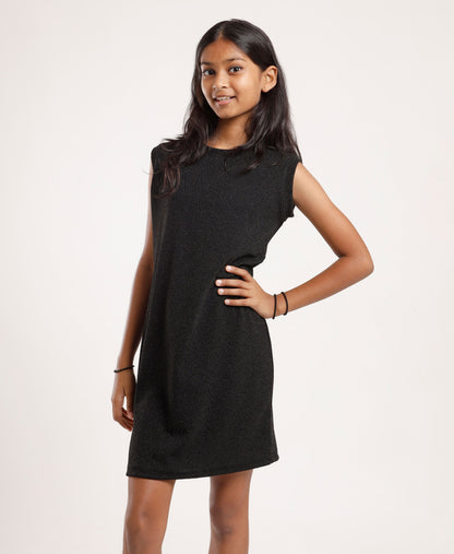 Girls Black Minimal Sleeveless Dress | Everyday Casual to Party Wear