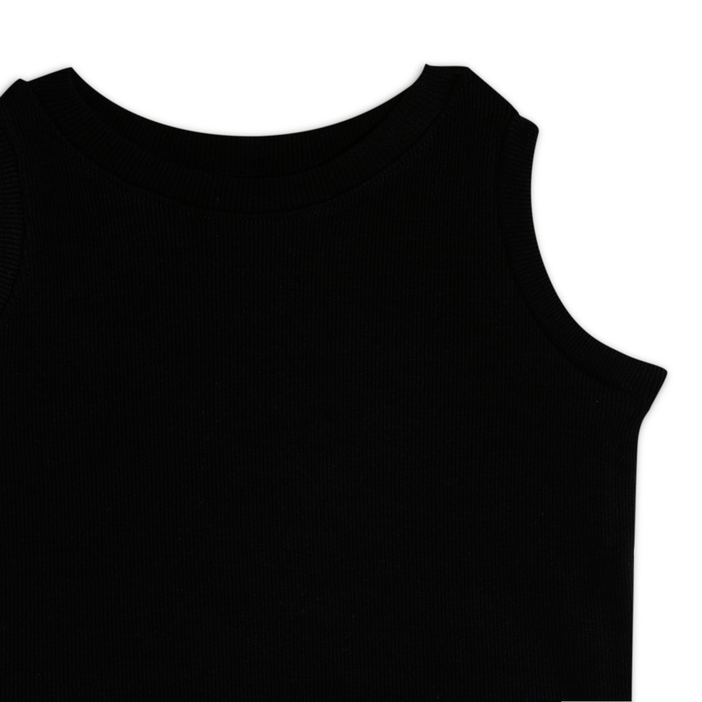 Girl's Solid Crew Neck Ribbed/Knitted Sleeveless Stretchable Slim Fit Crop Tank Top