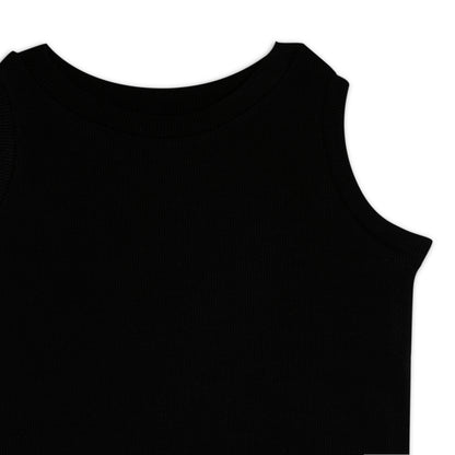 Girl's Solid Crew Neck Ribbed/Knitted Sleeveless Stretchable Slim Fit Crop Tank Top