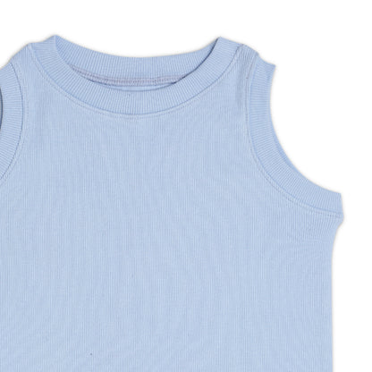 Girl's Solid Crew Neck Ribbed/Knitted Sleeveless Stretchable Slim Fit Crop Tank Top