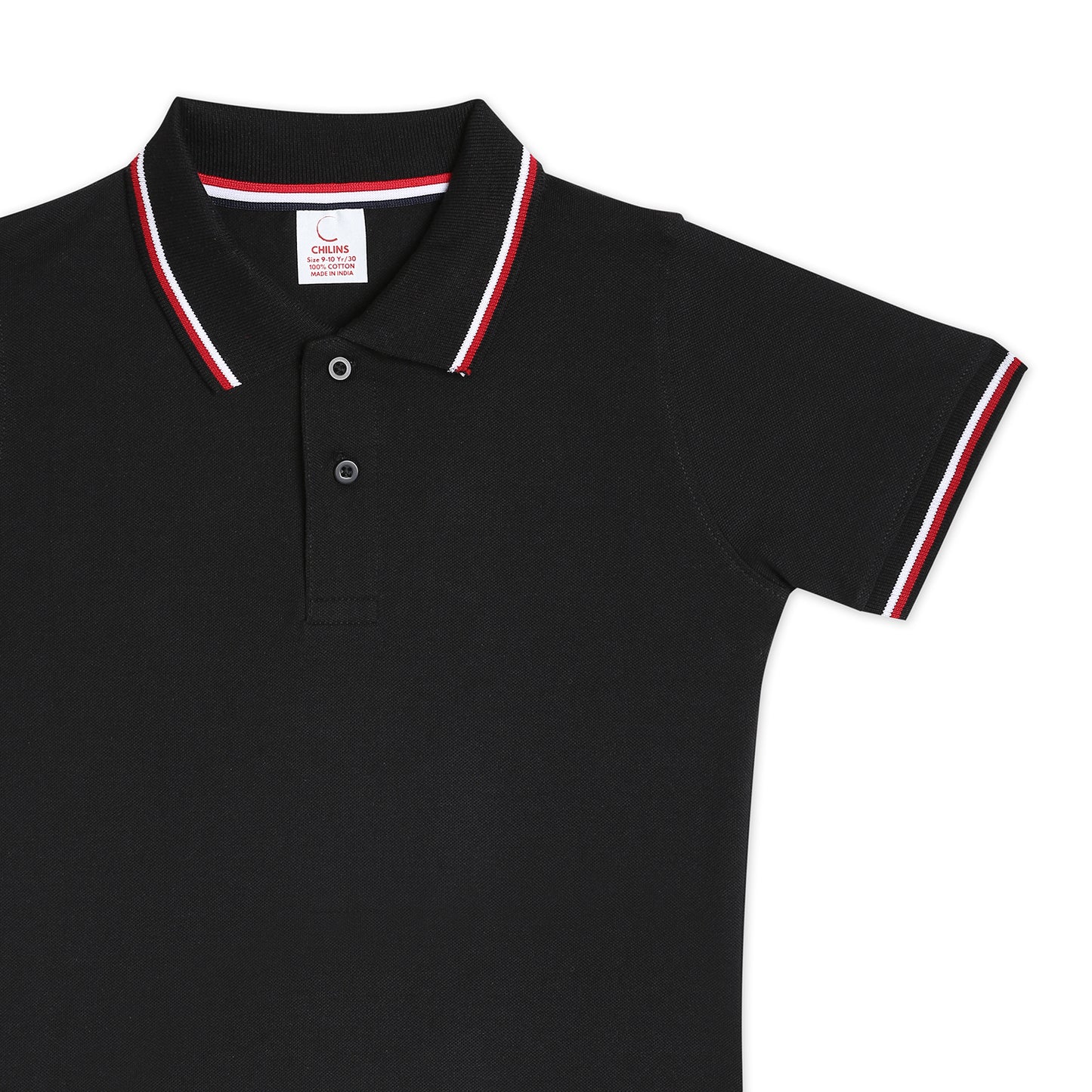 Chilins Kids Solid Polo Tshirt, Color - Black