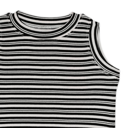 Girl's Solid Crew Neck Ribbed/Knitted Sleeveless Stretchable Slim Fit Crop Tank Top