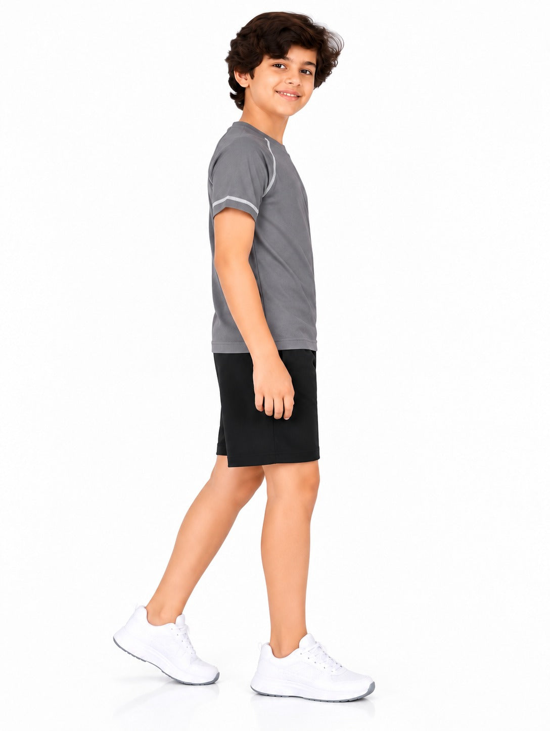 CHILINS Kids Grey Sports T-Shirt | Boys & Girls | Raglan Sleeves | Contrast Stitching | Active Wear