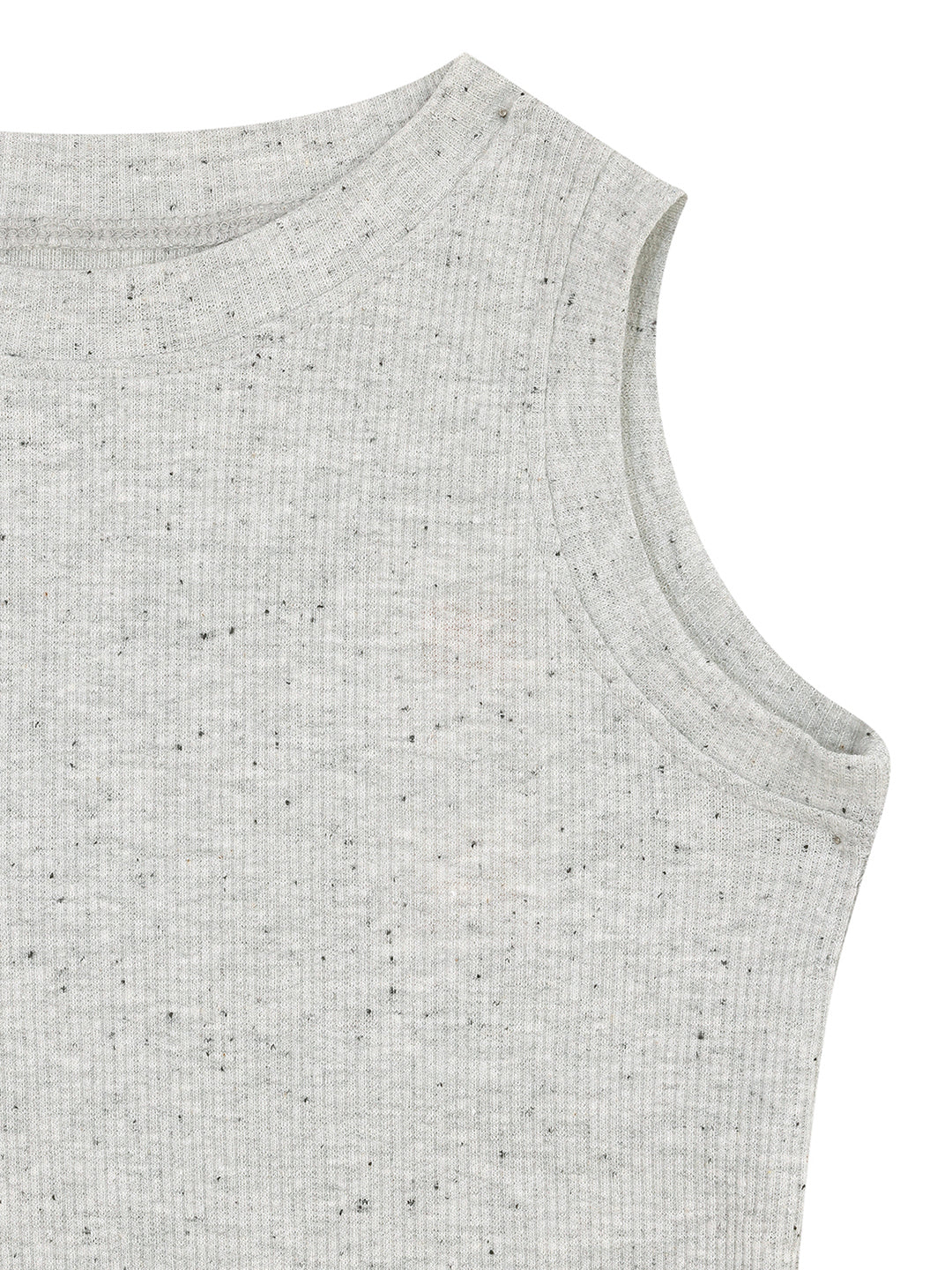 CHILINS Girls Grey Ribbed Cotton Crop Top Stylish & Comfortable Kidswear