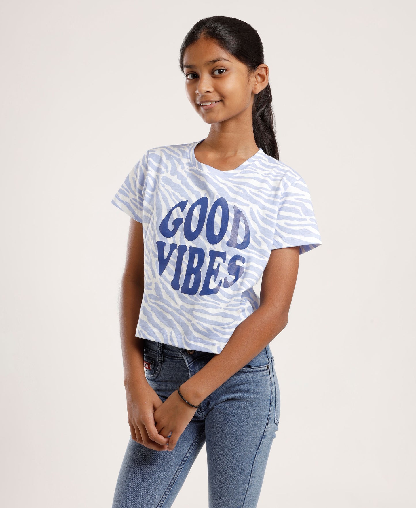 Girls’ Graphic Printed T-Shirt| Crop top | Slogan Tee | Soft Cotton Casual Top for Kids