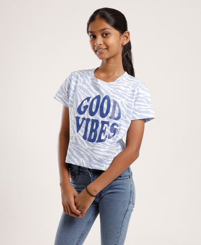 Girls’ Graphic Printed T-Shirt| Crop top | Slogan Tee | Soft Cotton Casual Top for Kids