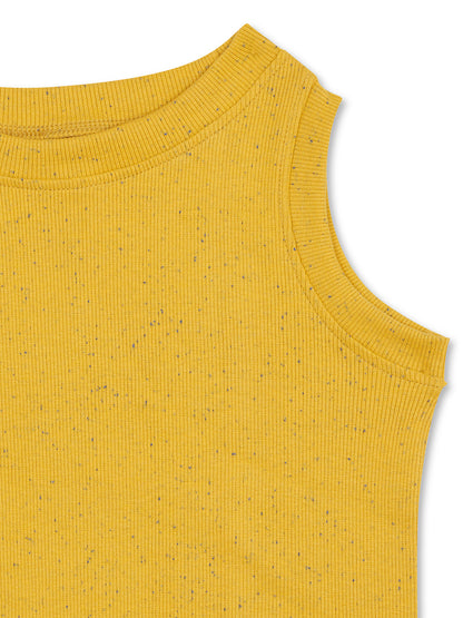 CHILINS Girls Yellow Ribbed Cotton Crop Top Stylish & Comfortable Kidswear