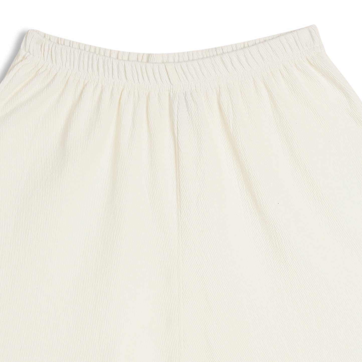 CHILINS Girls Cotton Pants | White Straight Fit Elastic Waist Pants