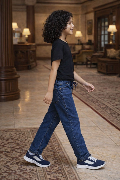 CHILINS Kids Blue Denim Jeans | Elastic Waist Casual Jeans