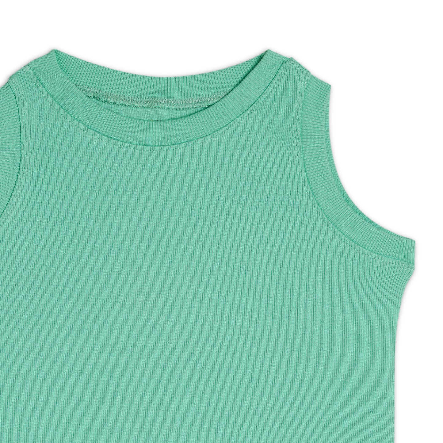 Girl's Solid Crew Neck Ribbed/Knitted Sleeveless Stretchable Slim Fit Crop Tank Top