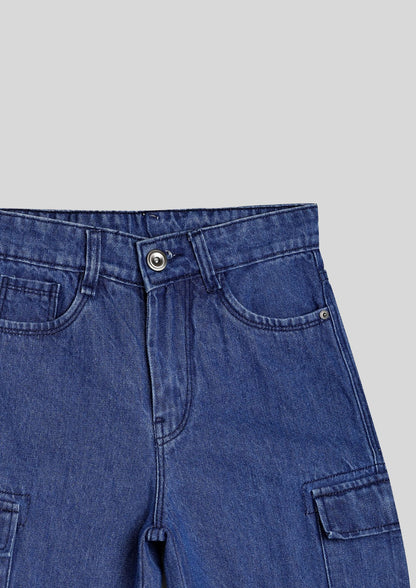 CHILINS Kids’ Blue Baggy Jeans with Logo T‑Shirt – Trendy Casual Wear for Boys