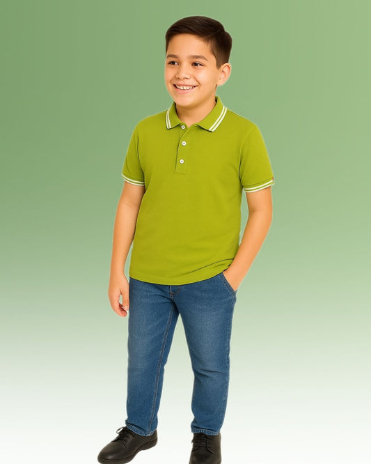 Chilins Kids Solid Polo Tshirt, Color - Mehandi