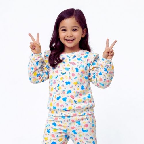 CHILINS Girls Printed Sweatshirt & Jogger Set – Soft Cotton Lounge Wear