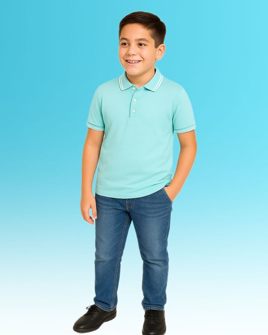 Chilins Kids Solid Polo Tshirt, Color - Sky blue