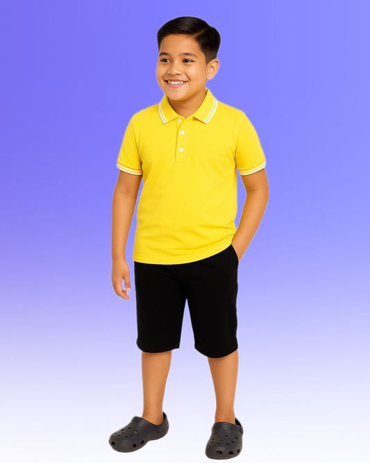 Chilins Boys Solid Polo Tshirt, Color- Yellow