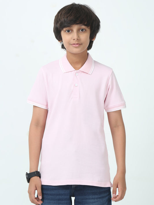 Kids-Boy's-Girl's-Cotton-Regular-Fit-Polo-T-Shirt-Pink