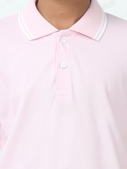 Chilins Kids Solid Polo Tshirt, Color-  Pink