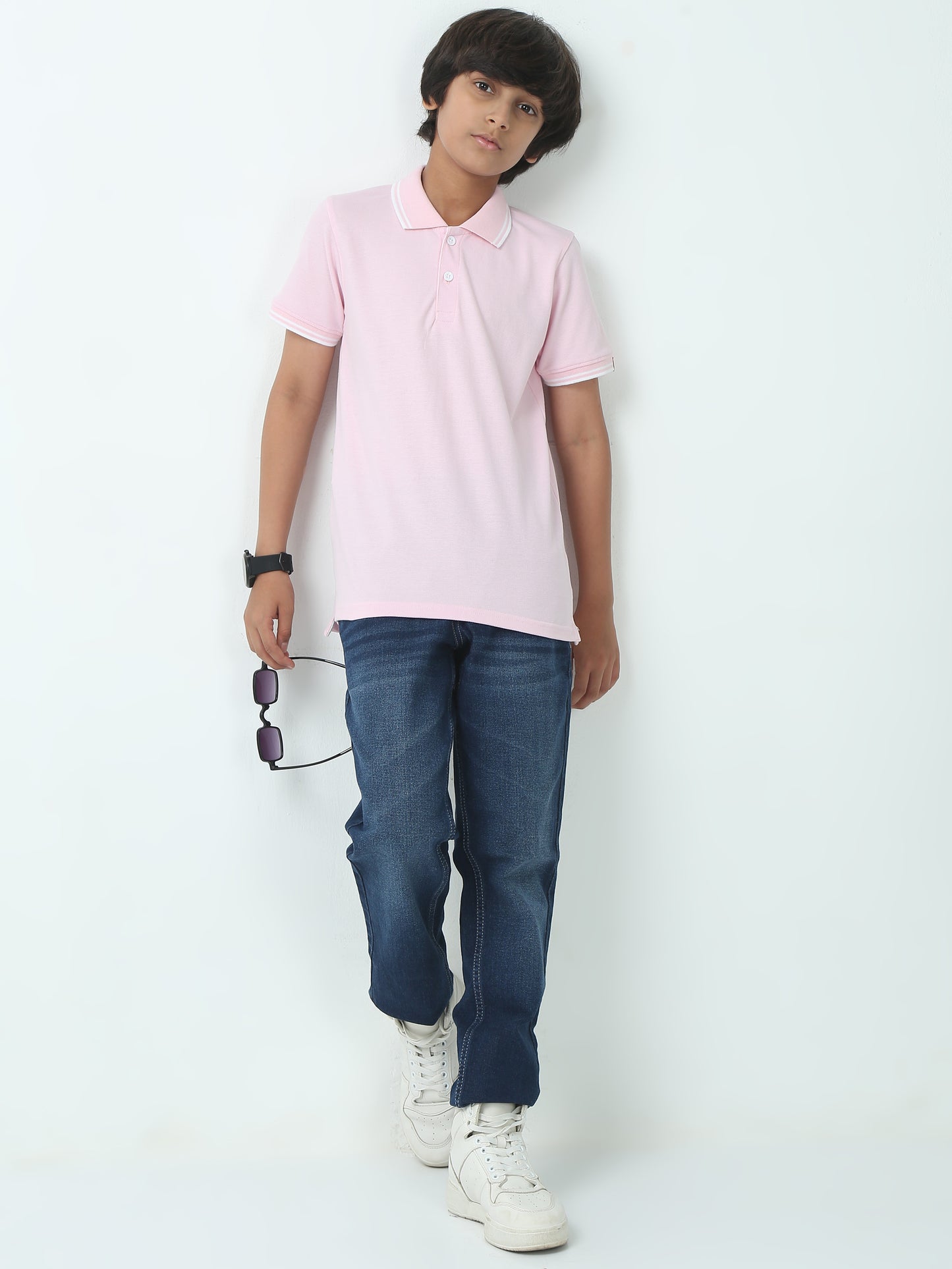 Chilins Kids Solid Polo Tshirt, Color-  Pink