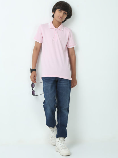 Chilins Kids Solid Polo Tshirt, Color-  Pink
