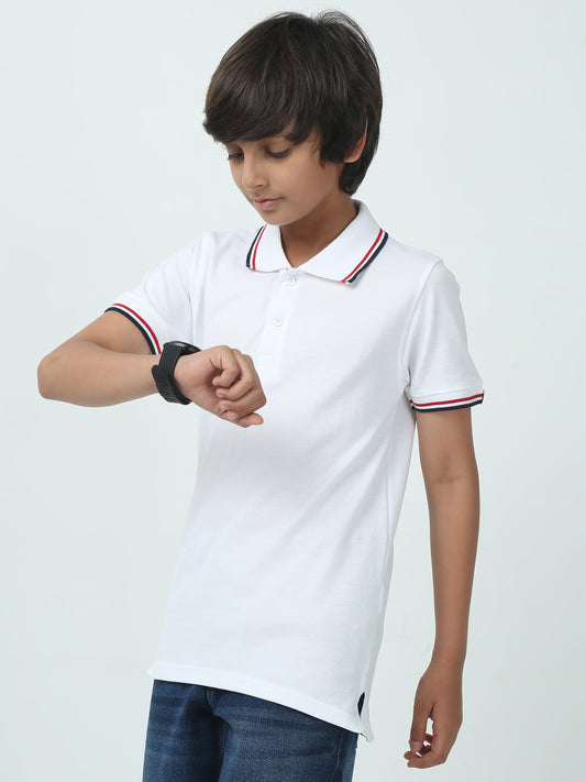 Chilins Kids Solid Polo Tshirt, Color - white