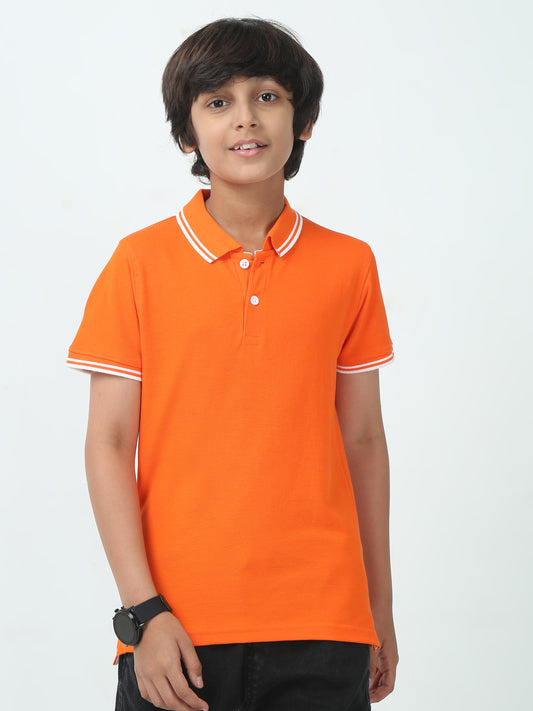 Chilins Kids Solid Polo Tshirt, Color- Orange