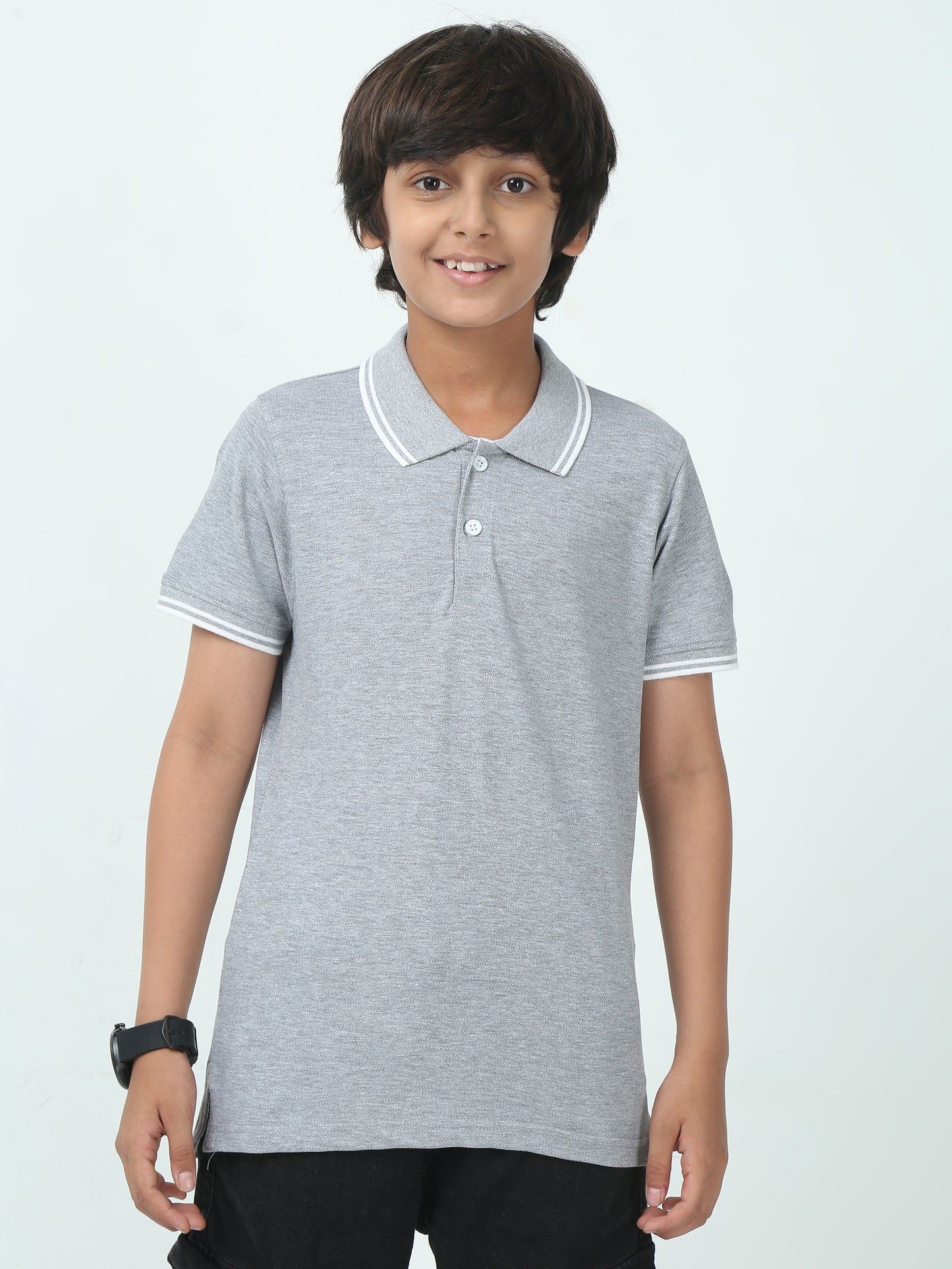Chilins Kids Solid Polo Tshirt, Color - Grey