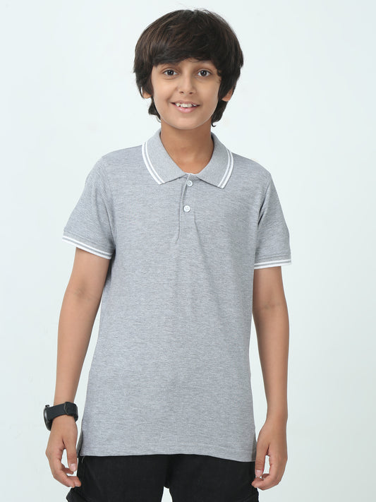 Chilins Kids Solid Polo Tshirt, Color - Grey