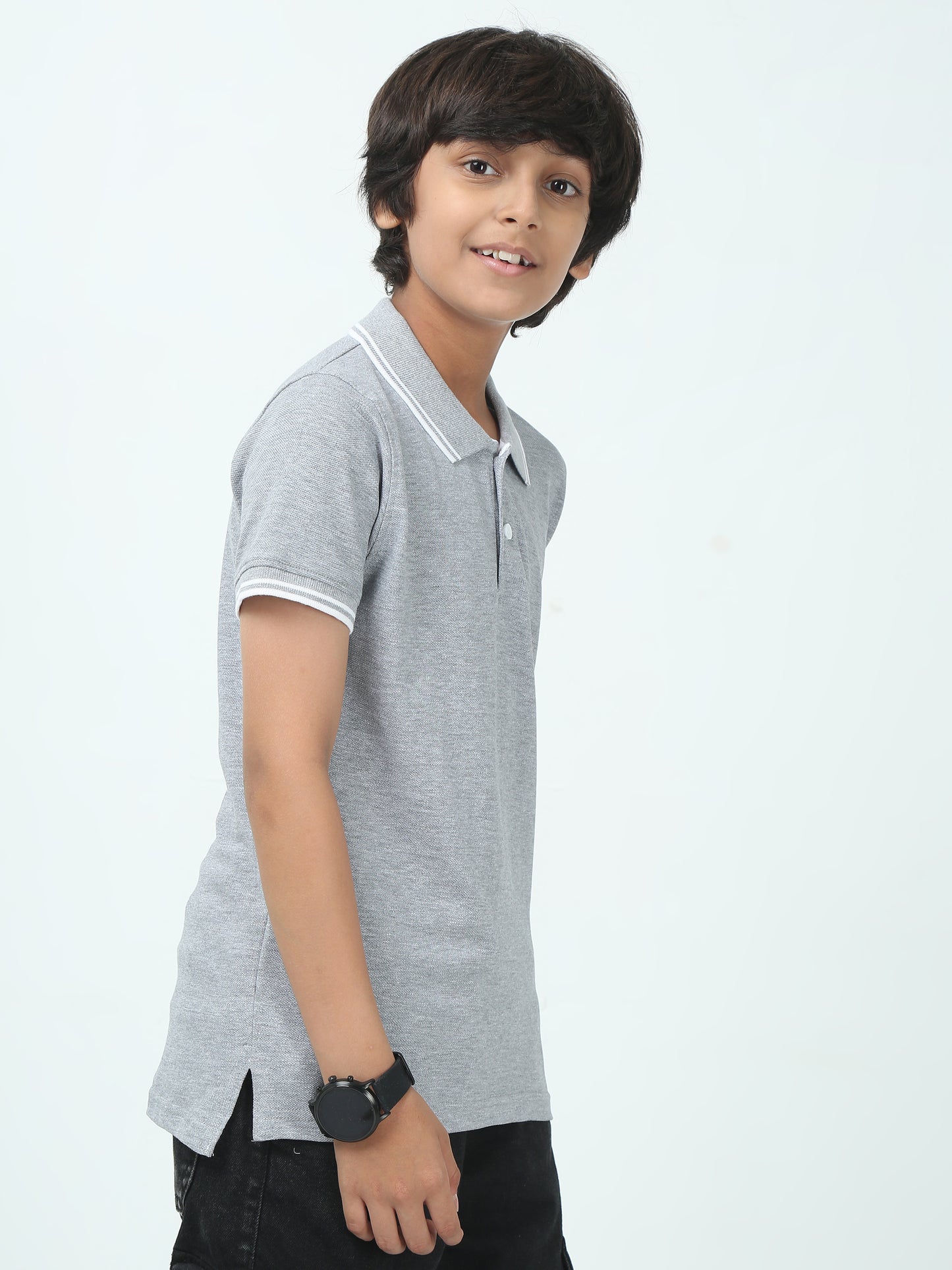 Chilins Kids Solid Polo Tshirt, Color - Grey