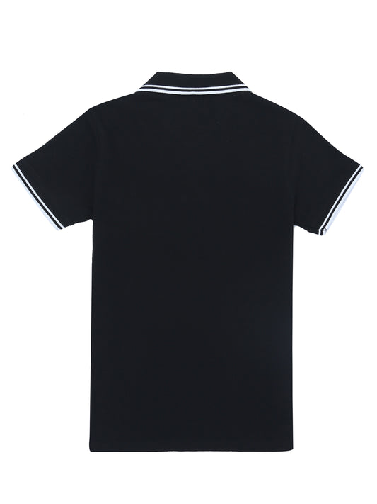 Chilins Kids Solid Polo Tshirt, Color - Black